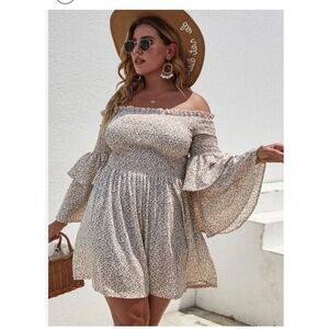 Shein Women's Size 1X Floral Ditzy Dress Multicolor‎ Summer Easter Lightweight